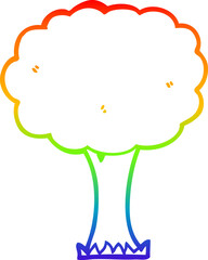rainbow gradient line drawing cartoon tree
