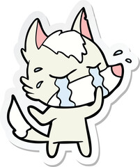 sticker of a cartoon crying wolf