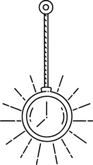 traditional black line work tattoo style gold pocket watch