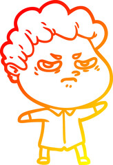 warm gradient line drawing cartoon angry man