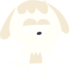 flat color style cartoon bored dog