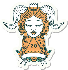 tiefling with natural twenty dice roll sticker