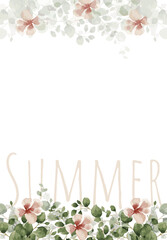 Summer greetings card, blossom flowers