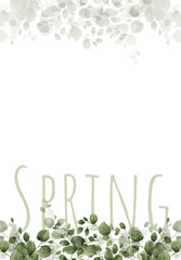 Spring greetings card, green fresh plants
