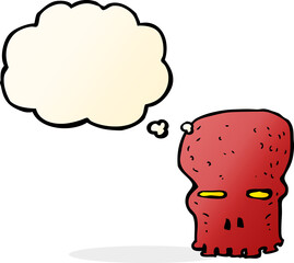 cartoon spooky skull with thought bubble