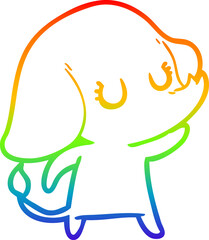 rainbow gradient line drawing cute cartoon elephant
