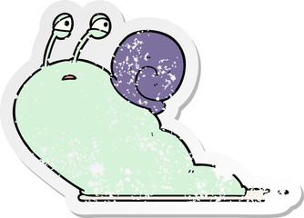 distressed sticker of a cartoon slug