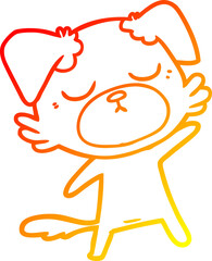 warm gradient line drawing cute cartoon dog