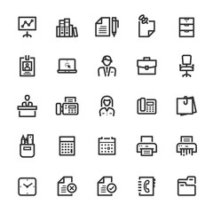 Icon set - office and stationary outline stroke