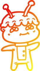 warm gradient line drawing friendly cartoon spaceman