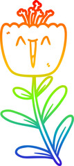 rainbow gradient line drawing happy cartoon flower