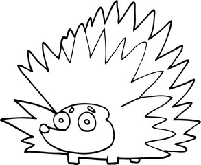 line drawing cartoon spiky hedgehog