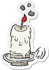distressed sticker of a cartoon spooky candle