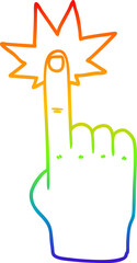 rainbow gradient line drawing cartoon pointing hand