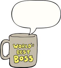 worlds best boss mug and speech bubble