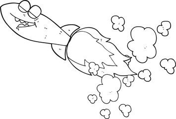 black and white cartoon missile