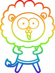 rainbow gradient line drawing happy cartoon lion