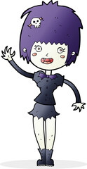 cartoon waving vampire girl