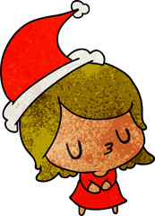 christmas textured cartoon of kawaii girl
