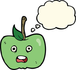 cartoon apple with thought bubble