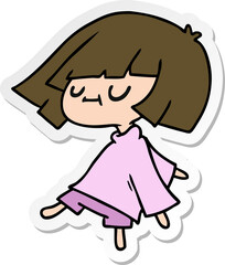 sticker cartoon of cute kawaii girl