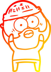 warm gradient line drawing cartoon bearded man