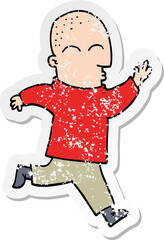 distressed sticker of a cartoon man running