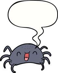 cartoon halloween spider and speech bubble