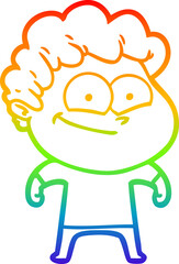 Obraz premium rainbow gradient line drawing cartoon happy man