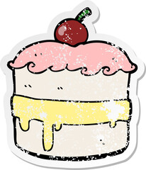 distressed sticker of a cartoon cake