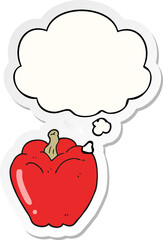 cartoon pepper and thought bubble as a printed sticker
