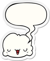 cute cartoon cloud and speech bubble sticker