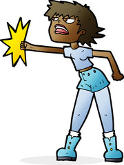 cartoon woman punching