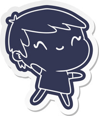 cartoon sticker of a cute kawaii girl