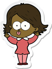 sticker of a cartoon girl pouting