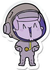 sticker of a happy cartoon astronaut