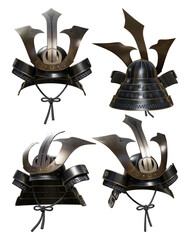 3d rendering kabuto shogun samurai ancient japanese traditional warrior helmet perspective view