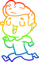 rainbow gradient line drawing happy cartoon man