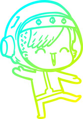 cold gradient line drawing happy cartoon space girl