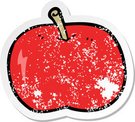 retro distressed sticker of a cartoon shiny apple
