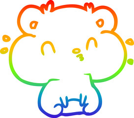rainbow gradient line drawing hamster with full cheek pouches