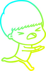 cold gradient line drawing cartoon stressed man