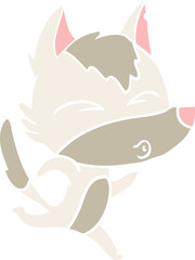 flat color style cartoon wolf running