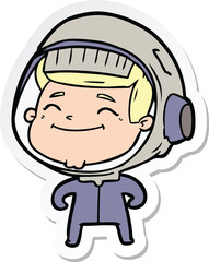 sticker of a happy cartoon astronaut