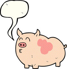 comic book speech bubble cartoon pig