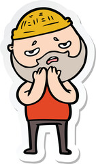 sticker of a cartoon worried man with beard