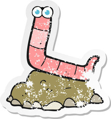 retro distressed sticker of a cartoon worm