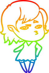 rainbow gradient line drawing cartoon vampire girl