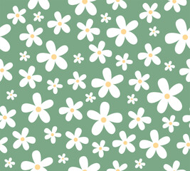 Flowers  vector seamless pattern. Flower meadow background