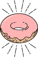 traditional tattoo style iced donut